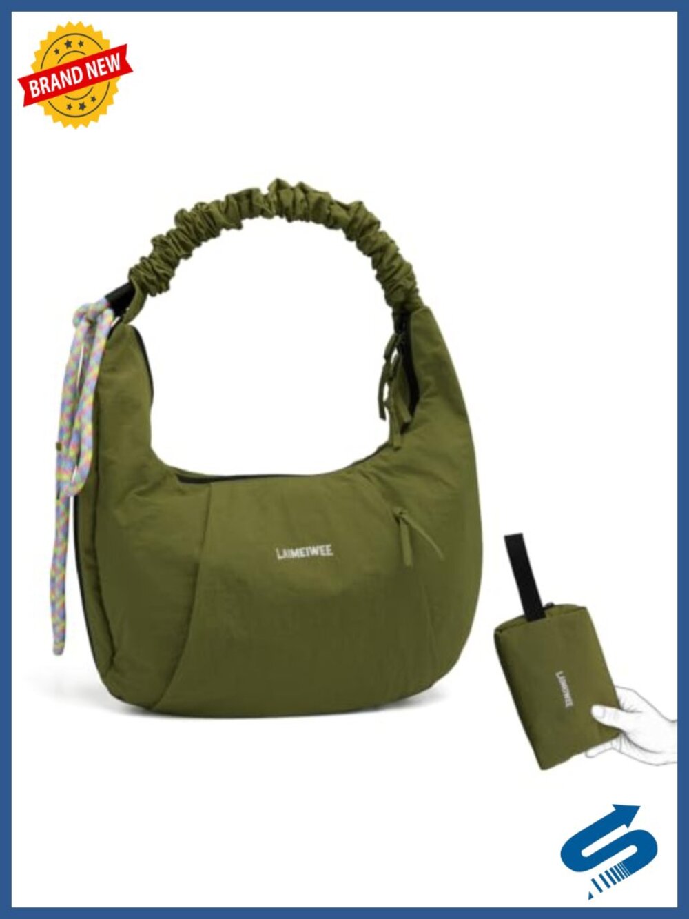 Nylon Crescent Hobo Crossbody Bag, Slouchy Shoulder Handbag, Lightweight